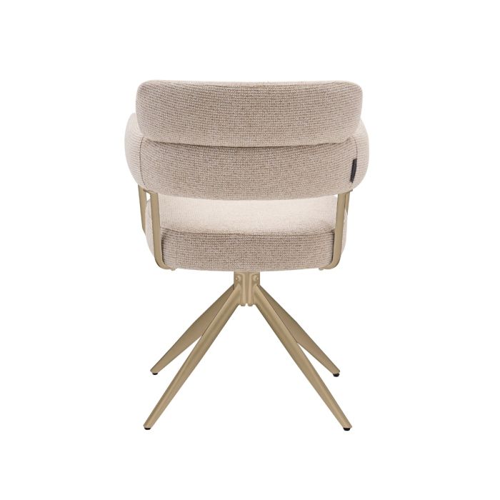 Eetkamerstoel Yuki – Japandi – Crème Stof – Beige Onderstel Draaibaar