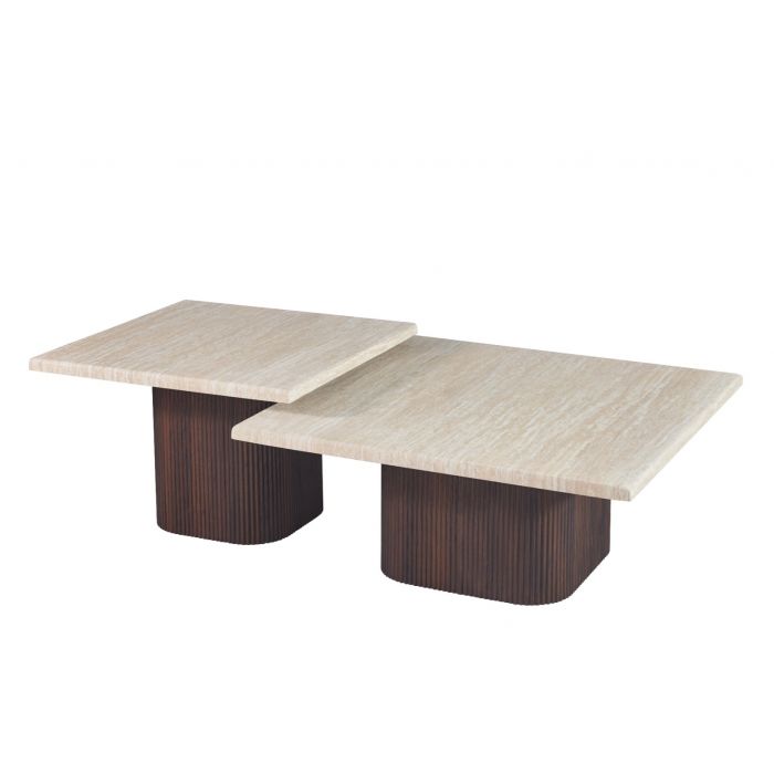Salontafel Noa 90 cm – Japandi Travertin - Bruin