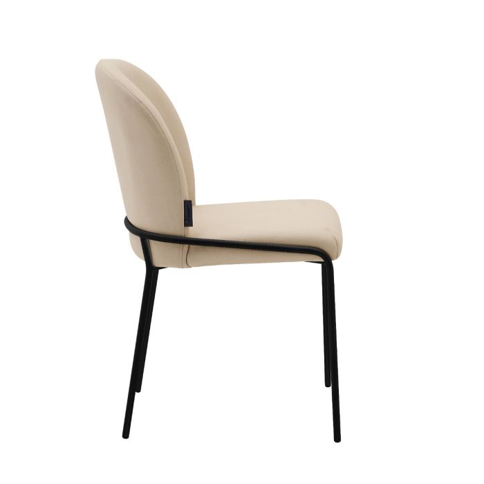 Eetkamerstoel Mio – Japandi – Beige Velours – Zwart Onderstel