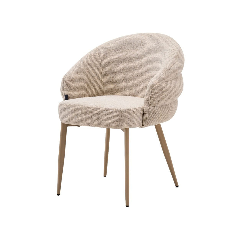 Eetkamerstoel Aiko – Japandi – Crème Stof – Beige Onderstel