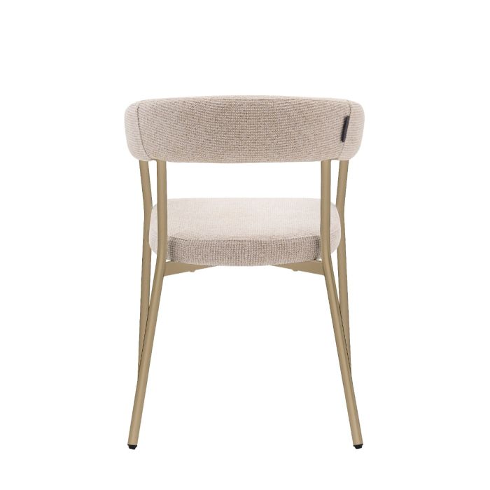 Eetkamerstoel Niko – Japandi Design – Crème Stof – Beige Onderstel
