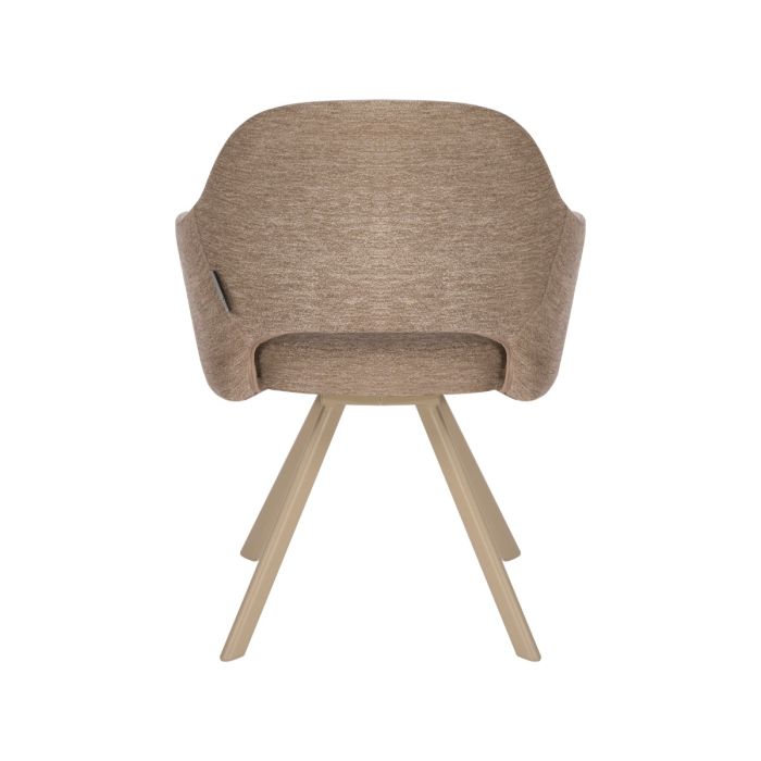 Eetkamerstoel Nori – Japandi – Licht Bruin Stof – Beige Onderstel