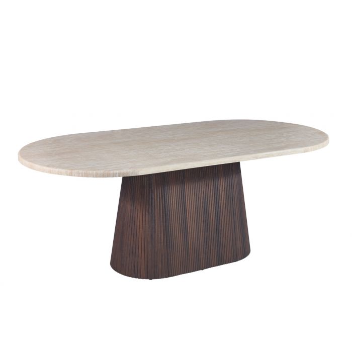 Eettafel Osaka 200 cm  Bruin – Ovaal – Travertin Natuursteen