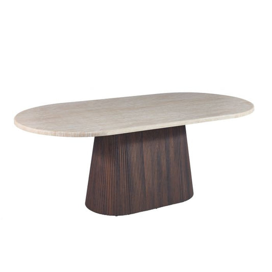 Eettafel Osaka 200 cm  Bruin – Ovaal – Travertin Natuursteen