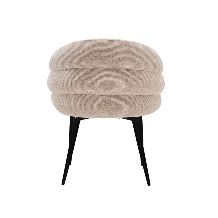 Eetkamerstoel Aiko – Japandi – Crème Stof – Zwart Onderstel