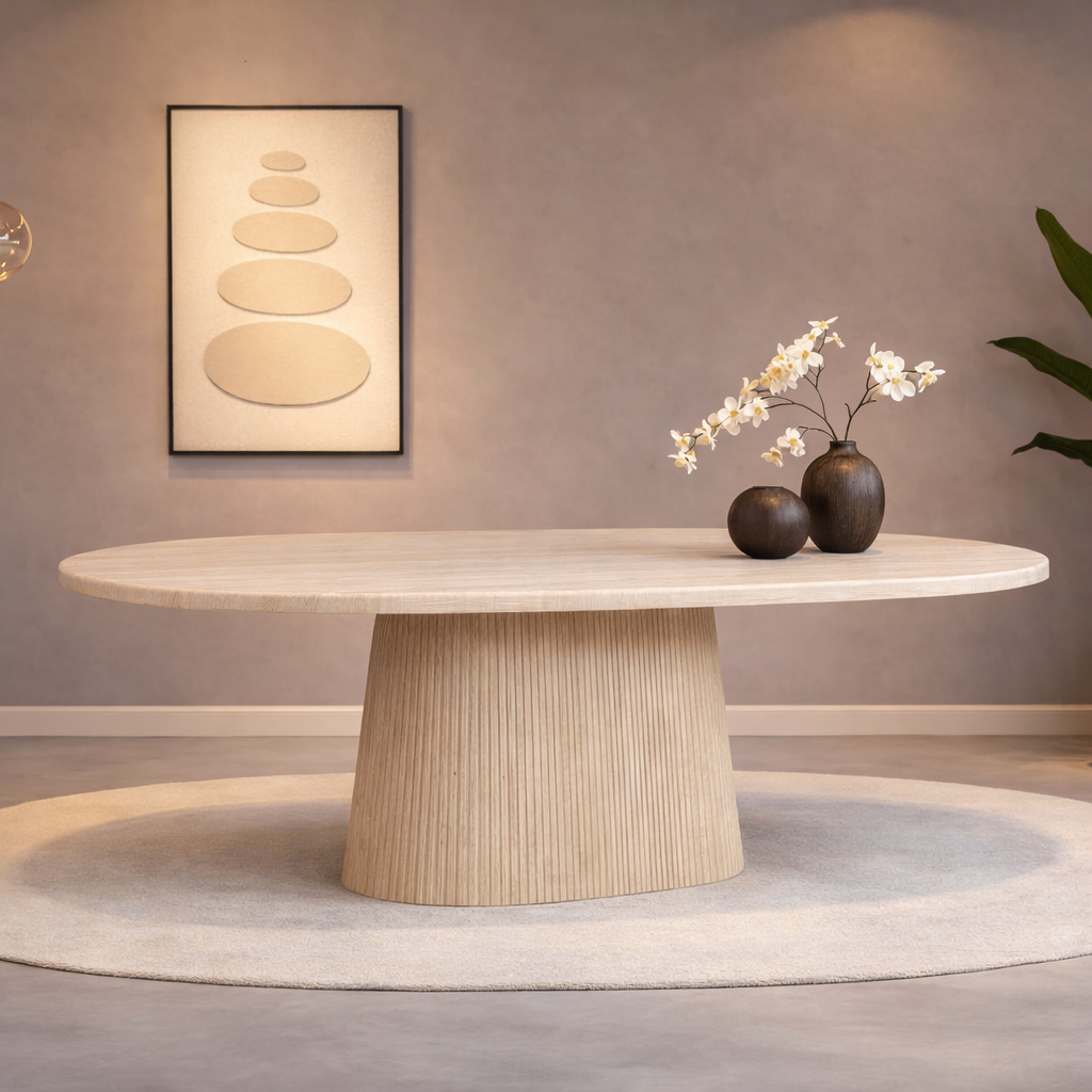 Eettafel Osaka 200 cm – Ovaal – Travertin 