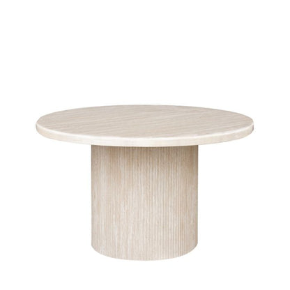 Eettafel Mori Ø130 cm– Japandi – Travertin Natuursteen