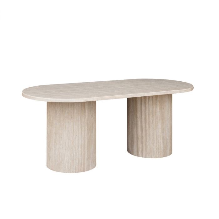 Eettafel Mori 200 cm – Japandi – Travertin Natuursteen