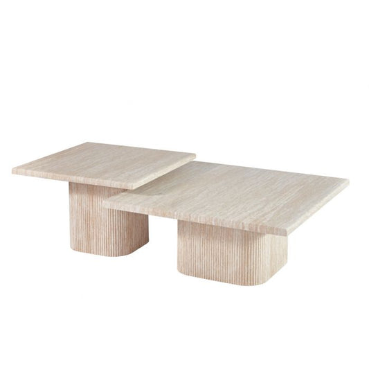 Salontafel Noa 90 cm – Japandi Travertin Natuursteen