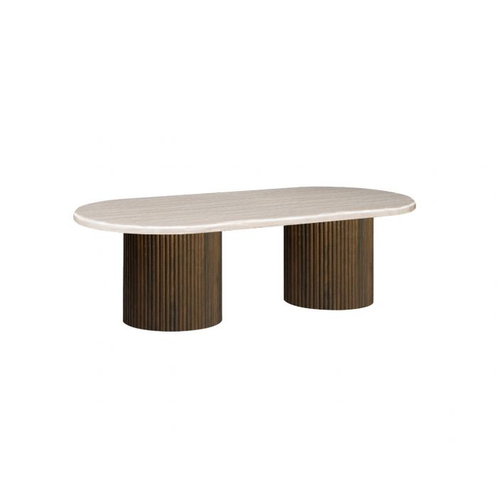 Salontafel Mori 130 cm – Japandi – Travertin – Bruin