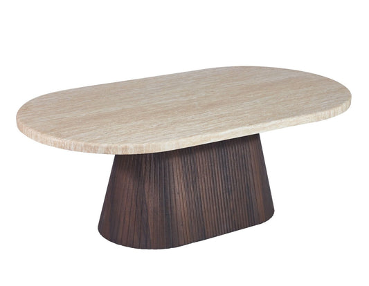 Salontafel Osaka 130 cm Bruin – Ovaal – Travertin Natuursteen