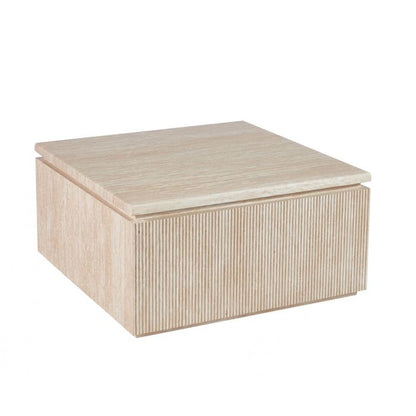 Salontafel Sora 90 cm  –  Japandi Travertin Natuursteen