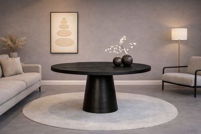 Eettafel Sora – Japandi – Mango hout – Zwart