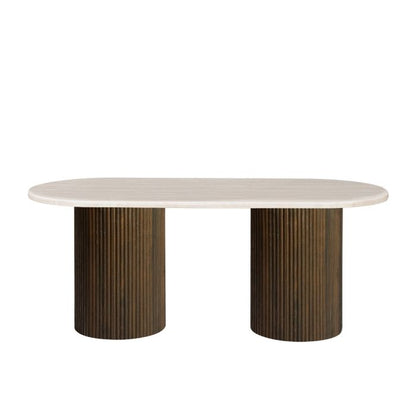 Eettafel Mori  200 cm – Japandi  – Travertin Natuursteen – Bruin