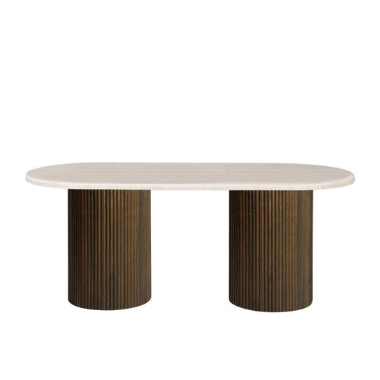 Eettafel Mori 200 cm – Japandi – Travertin Natuursteen – Bruin