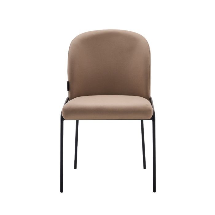 Eetkamerstoel Mio – Japandi – Taupe Velours – Zwart Onderstel