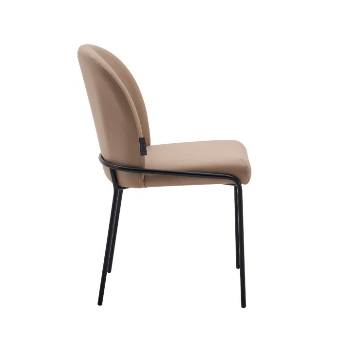Eetkamerstoel Mio – Japandi – Taupe Velours – Zwart Onderstel