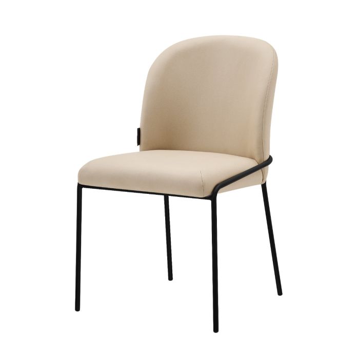 Eetkamerstoel Mio – Japandi – Beige Velours – Zwart Onderstel