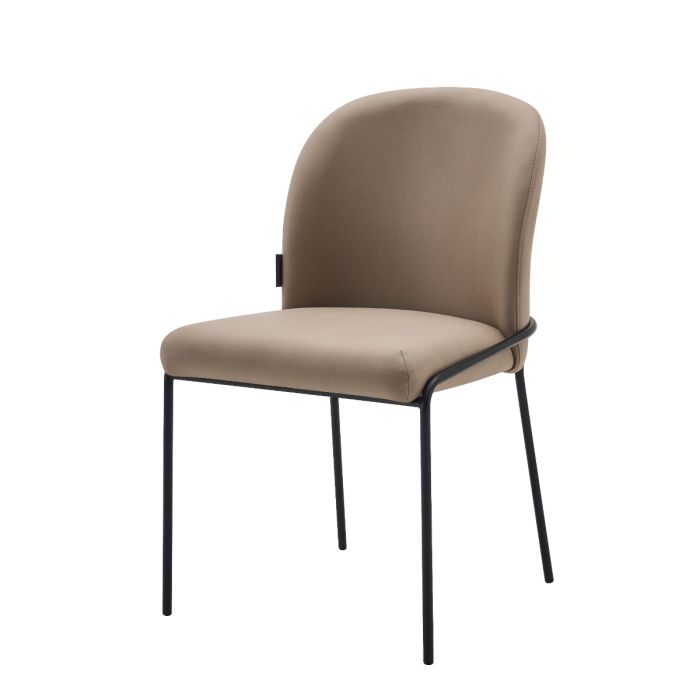 Eetkamerstoel Mio – Japandi – Taupe Velours – Zwart Onderstel