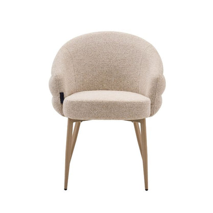 Eetkamerstoel Aiko – Japandi  – Crème Stof – Beige Onderstel