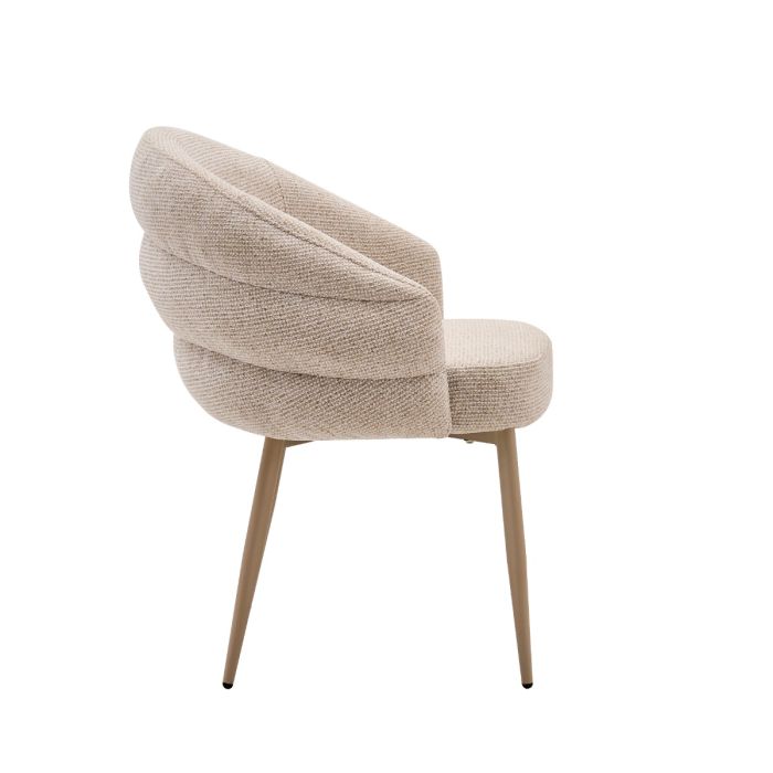 Eetkamerstoel Aiko – Japandi  – Crème Stof – Beige Onderstel