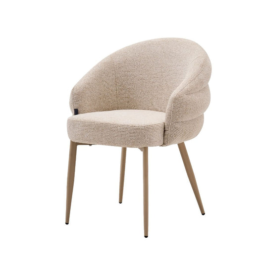 Eetkamerstoel Aiko – Japandi  – Crème Stof – Beige Onderstel