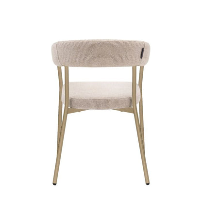 Eetkamerstoel Niko – Japandi Design – Crème Stof – Beige Onderstel