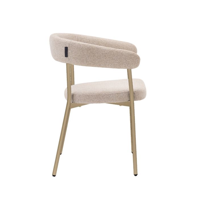 Eetkamerstoel Niko – Japandi Design – Crème Stof – Beige Onderstel