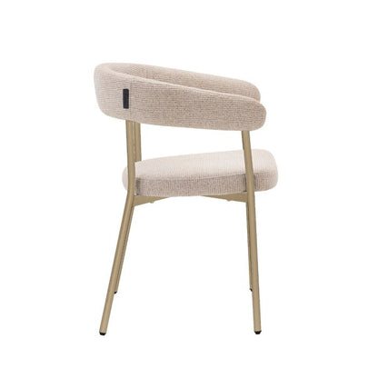 Eetkamerstoel Niko – Japandi Design – Crème Stof – Beige Onderstel