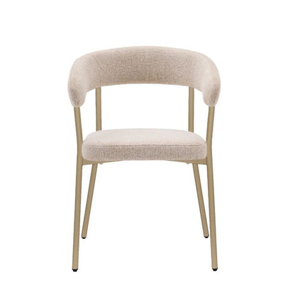 Eetkamerstoel Niko – Japandi Design – Crème Stof – Beige Onderstel