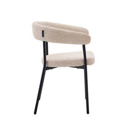 Eetkamerstoel Niko – Japandi Design – Crème Stof – Zwart Onderstel