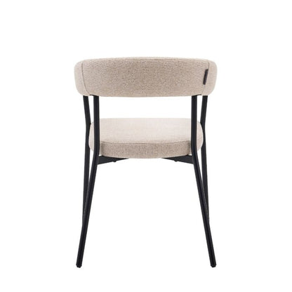 Eetkamerstoel Niko – Japandi Design – Crème Stof – Zwart Onderstel