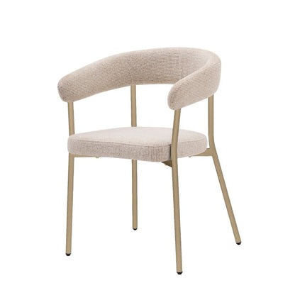 Eetkamerstoel Niko – Japandi Design – Crème Stof – Beige Onderstel