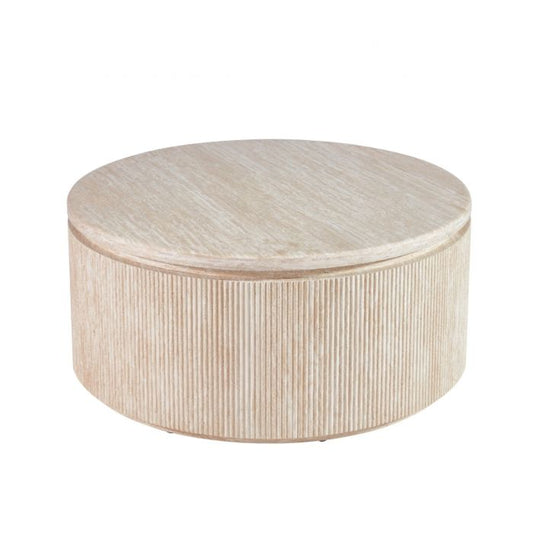 Salontafel Noa Ø100 cm – Japandi Travertin Natuursteen