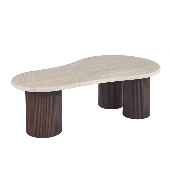 Salontafel Noa 140cm – Japandi Travertin Natuursteen - Bruin