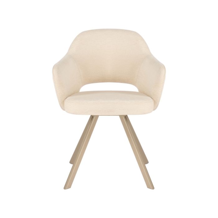 Eetkamerstoel Nori – Japandi  – Beige Stof – Beige Onderstel