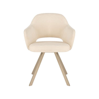 Eetkamerstoel Nori – Japandi  – Beige Stof – Beige Onderstel