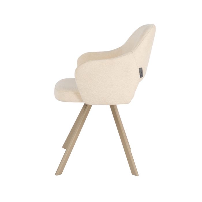Eetkamerstoel Nori – Japandi  – Beige Stof – Beige Onderstel