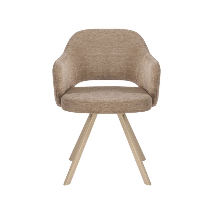 Eetkamerstoel Nori – Japandi – Licht Bruin Stof – Beige Onderstel