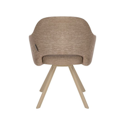 Eetkamerstoel Nori – Japandi – Licht Bruin Stof – Beige Onderstel