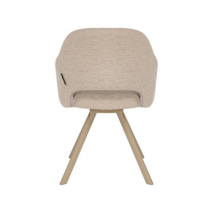 Eetkamerstoel Nori – Japandi – Licht Grijs Stof – Beige Onderstel