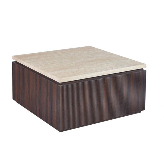 Salontafel Sora 90 cm – Japandi Travertin Natuursteen - Bruin