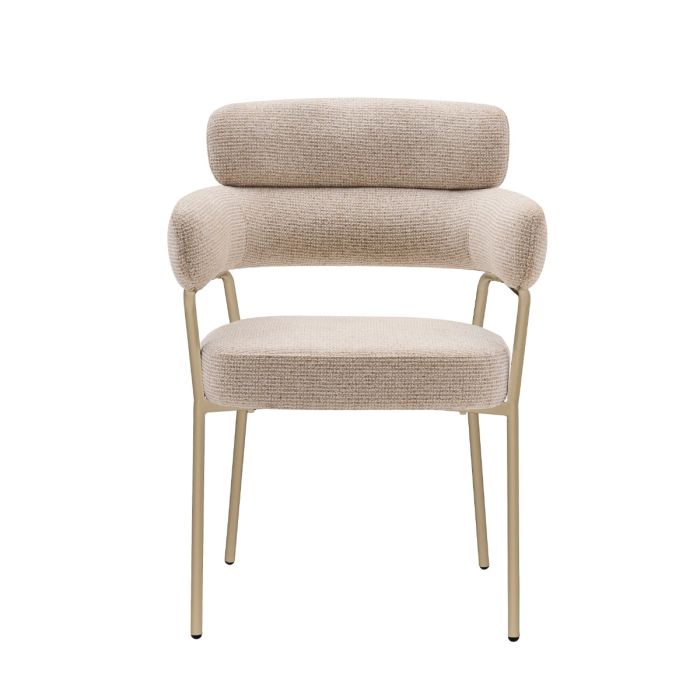 Eetkamerstoel Yuki – Japandi Design – Crème Stof – Beige Onderstel