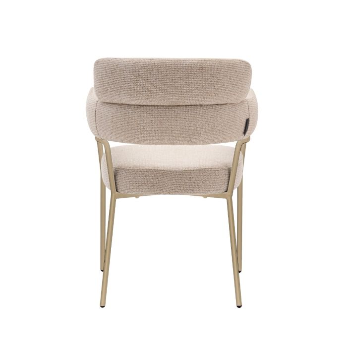 Eetkamerstoel Yuki – Japandi Design – Crème Stof – Beige Onderstel